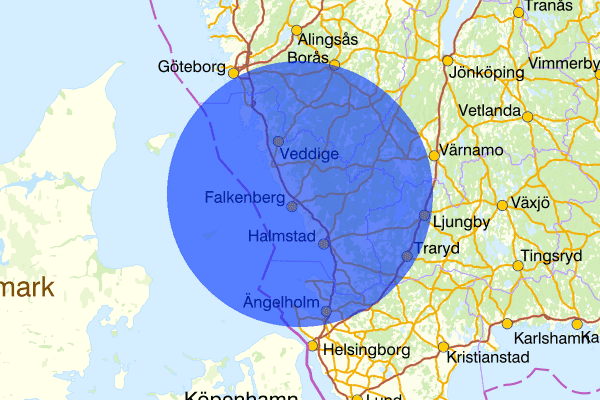 Hallands län 28 januari 06.48, Sammanfattning kväll och natt, Hallands län