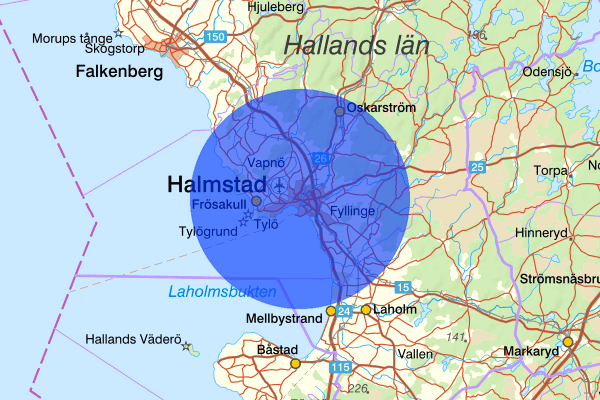 Halmstad 26 februari 07.15, Sammanfattning kväll och natt, Hallands län