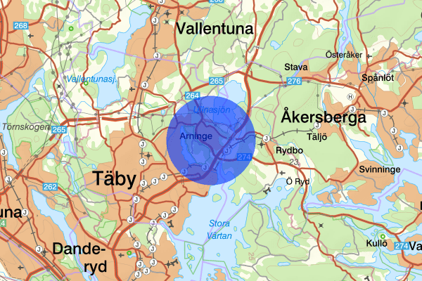 Arninge 19 mars 18.44, Kontroll person/fordon, Täby