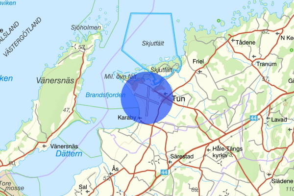 Såtenäs flygplats - Skaraborgs flygflottilj F 7 02 april 19.45, Trafikhinder, Västra Götalands län