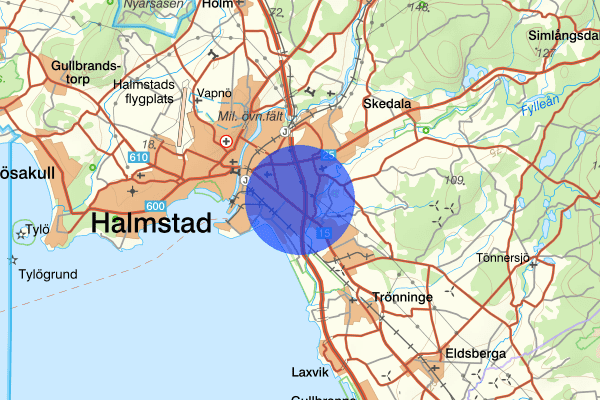 Andersberg 15 juli 16.34, Våld/hot mot tjänsteman, Halmstad