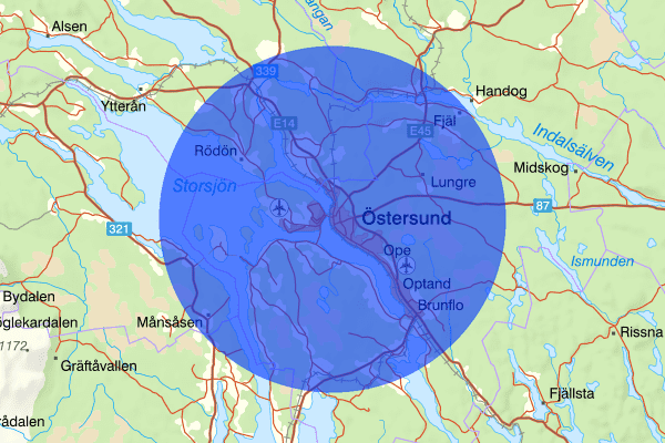 Östersund 11 augusti 08.27, Sammanfattning natt, Jämtlands län