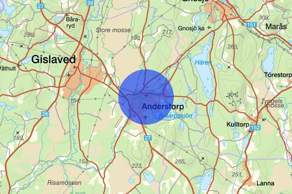 Anderstorp 27 augusti 13.59, Trafikolycka, personskada, Gislaved