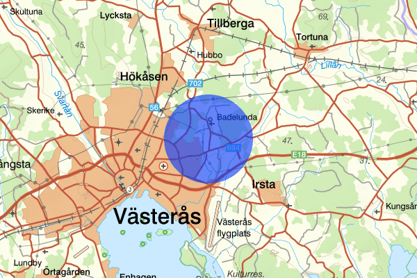 Skälby 04 oktober 01.55, Farligt föremål, misstänkt, Västerås