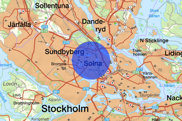 Råsunda 25 februari 01.01, Farligt föremål, misstänkt, Solna