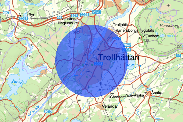 Trollhättan 07 mars 19:09, Trafikolycka, Trollhättan