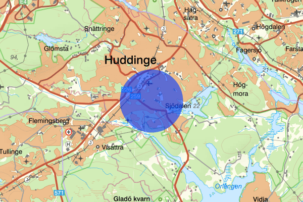 Sjödalen 21 mars 00:14, Brand, Huddinge