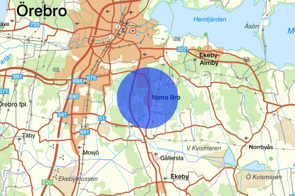 Norra Bro 23 mars 19:42, Trafikolycka, vilt, Örebro