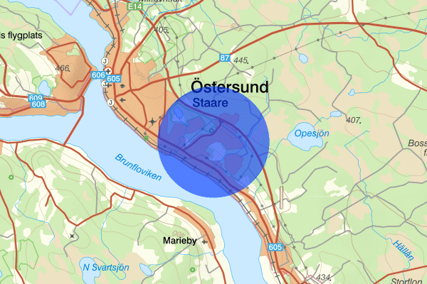 Torvalla 12 april 21:32, Trafikolycka, vilt, Östersund