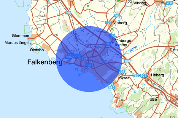 Falkenberg 21 maj 08:00, Sammanfattning kväll och natt, Hallands län