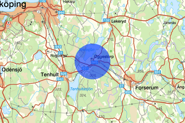 Öggestorp 09 juni 08:00, Sammanfattning natt, Jönköpings län