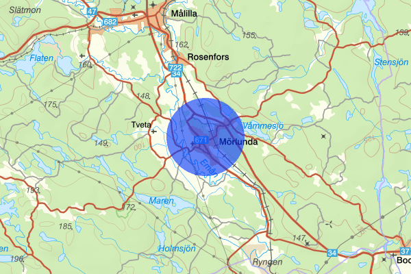 Mörlunda 01 juli 16:40, Trafikolycka, vilt, Hultsfred