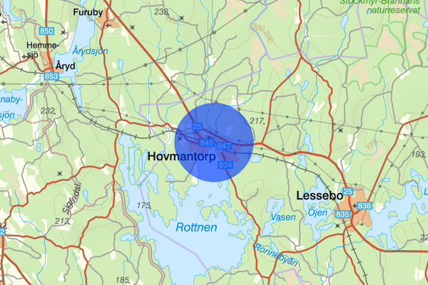 Hovmantorp 06 juli 22:51, Trafikolycka, vilt, Lessebo