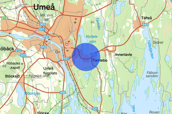 Tomtebo 12 juli 11:30, Spridning smitta/kemikalier, Umeå