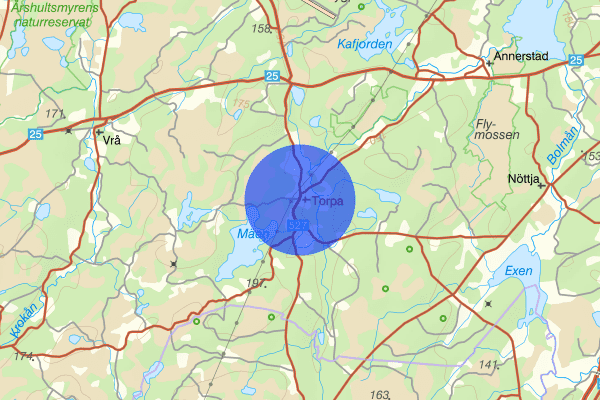 Torpa 24 augusti 21:20, Trafikolycka, vilt, Ljungby