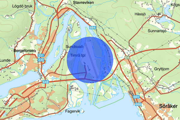 Sundsvall Timrå Airport 10 september 08:00, Sammanfattning natt, Västernorrlands län