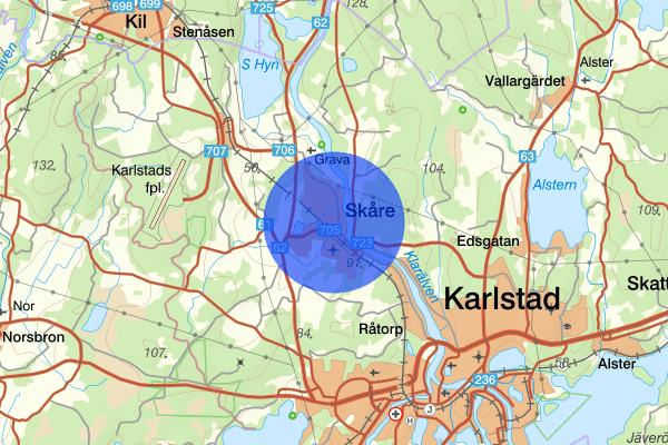 Skåre 15 oktober 06:29, Trafikolycka, vilt, Karlstad