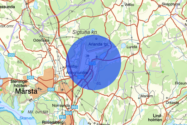 Stockholm-Arlanda flygplats 24 oktober 08:00, Knivlagen, Sigtuna